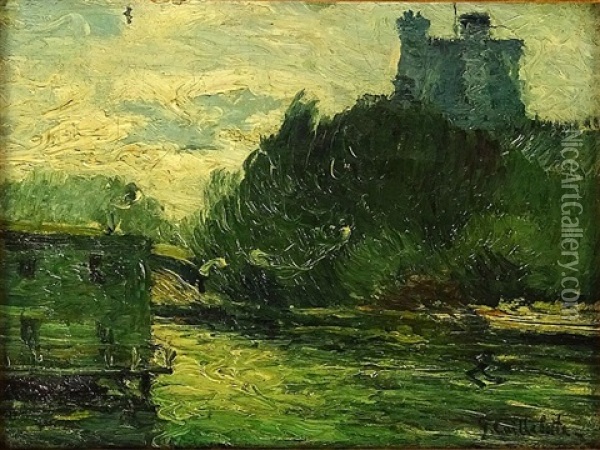 River Landscape Oil Painting - Gustave Caillebotte