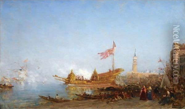 La Sortie Du Buccentaure Devant Le Quai Des Esclavons Oil Painting - Felix Ziem