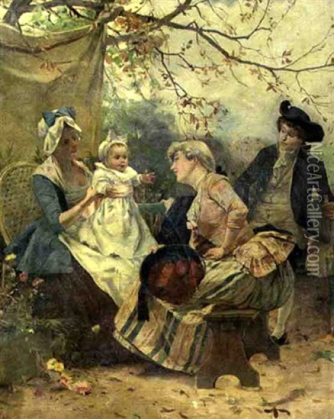 Garden Party Oil Painting - Emile Auguste Pinchart