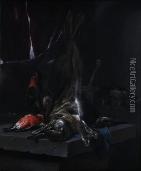 Nature Morte Au Lievre Et Canard Oil Painting - Cornelis van Lelienbergh