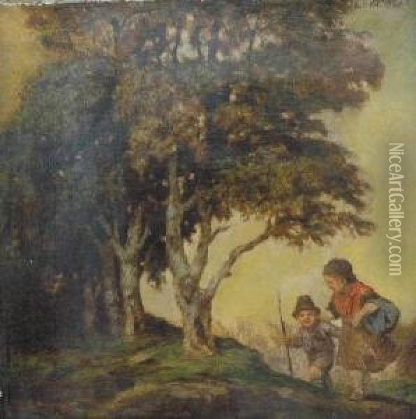 Dzieci W Lesie Oil Painting - Ludwig Von Zumbusch