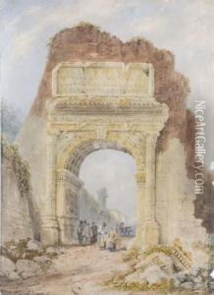 Roma, L'arco Di Tito Oil Painting - Henry Parsons Riviere