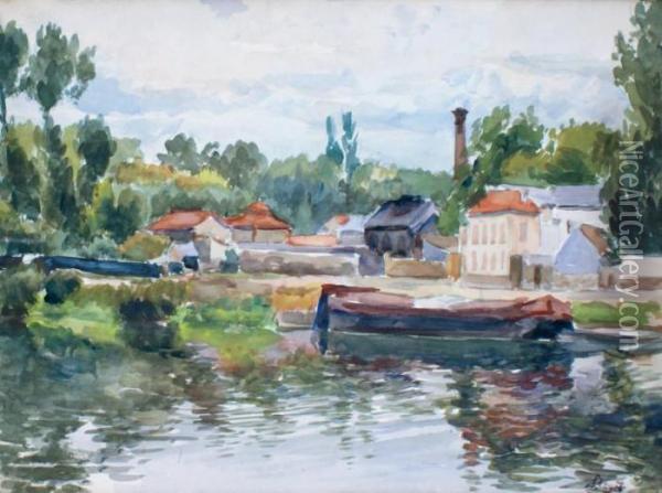 Bord De L'oise Pontoise Oil Painting - Louis Hayet