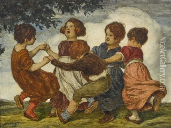 Kinderreigen Oil Painting - Ludwig Von Zumbusch