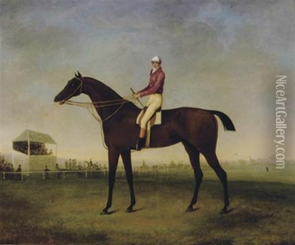 Portrait Of A Jockey On His Horse Oil Painting - John Dean (Sir) Paul