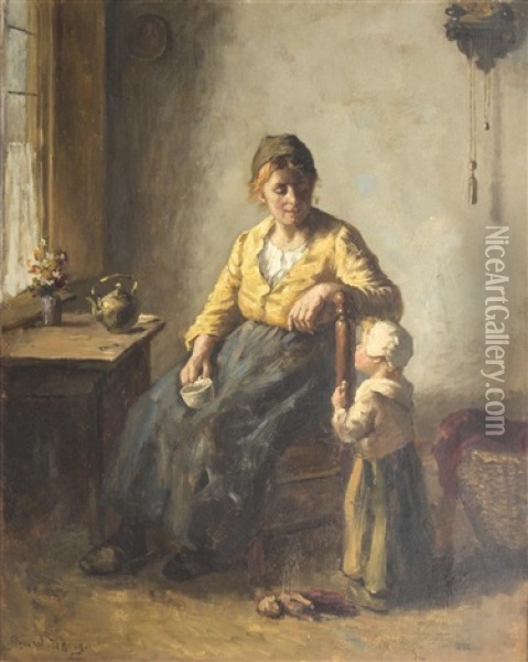 Untitled - Mother & Child Oil Painting - Bernard de Hoog