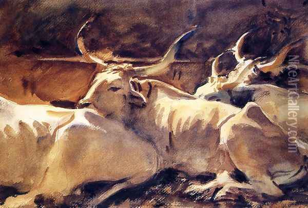 Oxen In Repose Oil Painting - John Singer Sargent