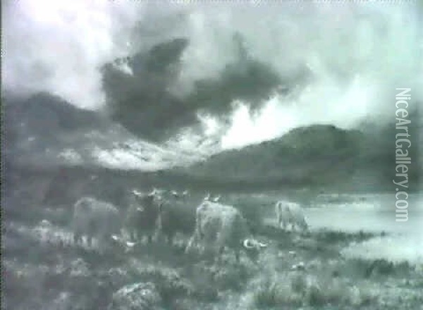Mist Rising From Perthshire Hills Oil Painting - Louis Bosworth Hurt