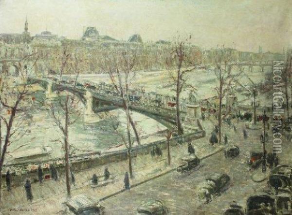 Le Pont Du Carrousel Oil Painting - Gilbert Louis Bellan