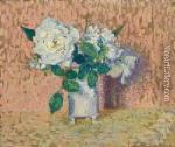 Une Rose Blanche Oil Painting - Henri Martin