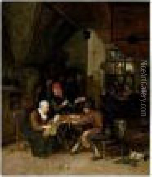 A Tavern Interior Oil Painting - Cornelis Dusart