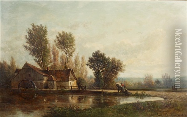 The Watermill Oil Painting - Emile Charles Lambinet