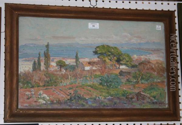 French Coastal Landscape With A Farmstead Oil Painting - Ernest Louis Lessieux