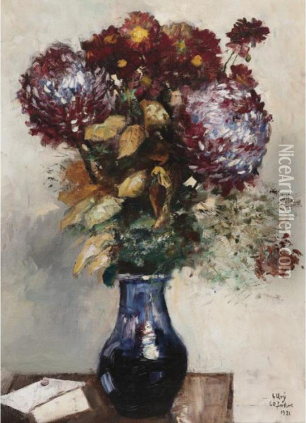 Vase De Fleurs Oil Painting - Lesser Ury