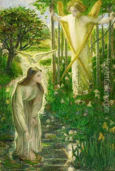 The Annunciation I Oil Painting - Dante Gabriel Rossetti