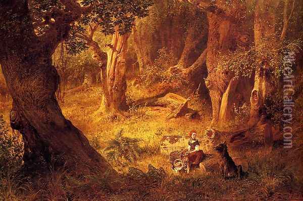 Little Red Riding Hood And The Big Bad Wolf Oil Painting - Richard Hermann Eschke