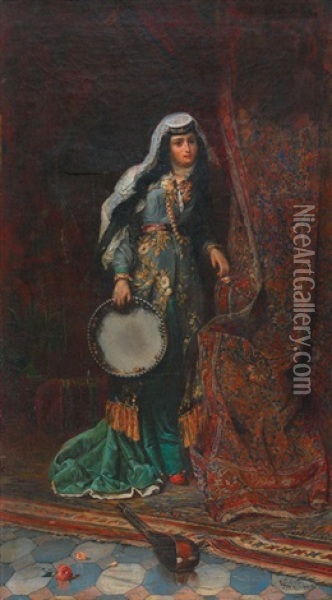 Musicienne Au Harem Oil Painting - Ferencz Franz Eisenhut