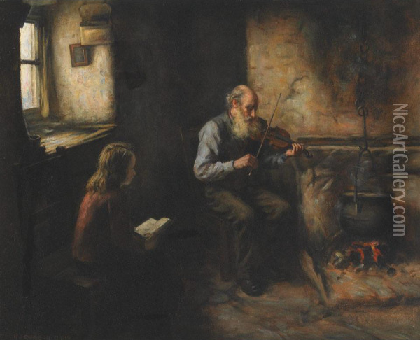 The Old Fiddler Oil Painting - Henry John Dobson
