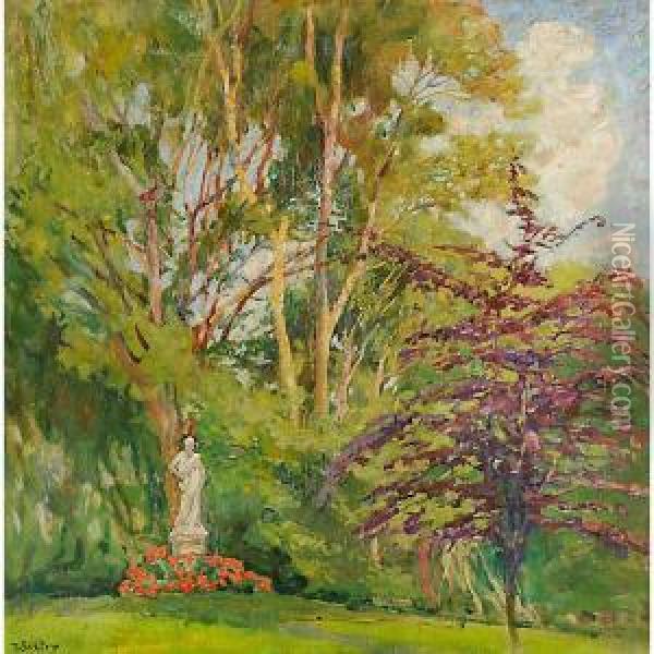 Nel Parco Di St. Cloud Oil Painting - Carlo Wostry