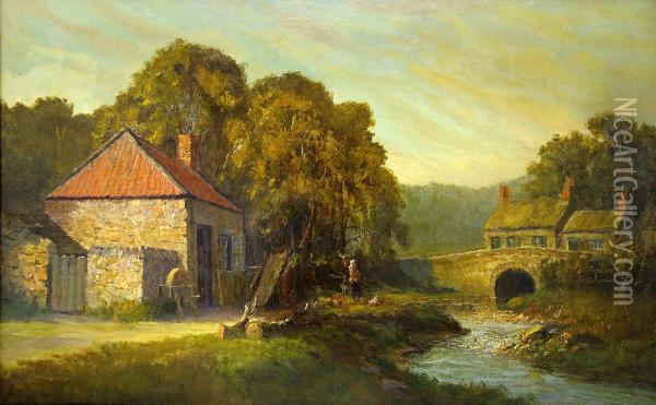Cottages Oil Painting - Johnson Hedley