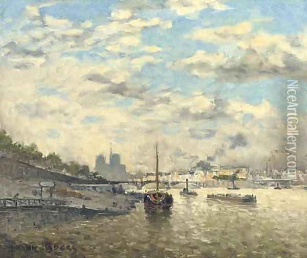 Along the Seine Oil Painting - Frank Myers Boggs