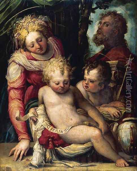 Holy Family with the Infant St John the Baptist 1548-51 Oil Painting - Prospero Fontana