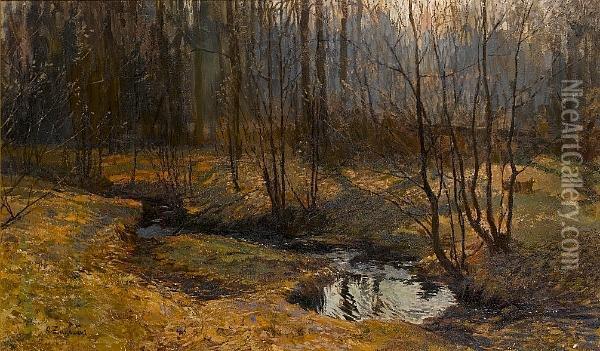 Woodland Stream Oil Painting - Stanislaw Zukowski