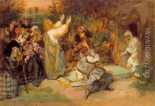 Aufweckung Des Lazarus Oil Painting - Eduard (Karl-Franz) von Gebhardt