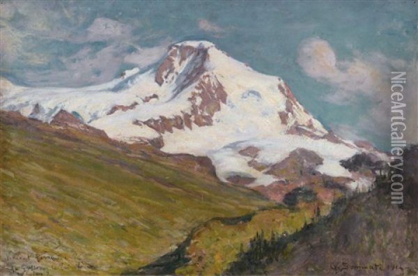 Vincent Piramide Da Gressoney La Trinite, Miniere Oil Painting - Guilio Sommati di Mobello