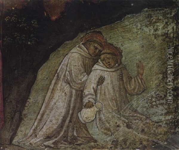 Saint Maurus Rescuing Saint Placidius From Drowning Oil Painting -  Lippo d'Andrea (Ambrogio di Baldese)
