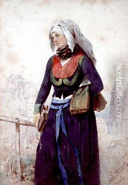 A Nun in Bavaria Oil Painting - Carl Haag