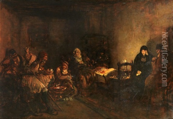 Family Scene Oil Painting - Nikolaus Gysis