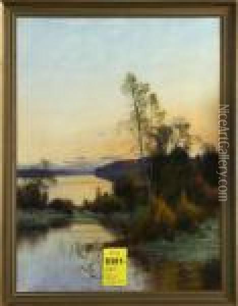 Insjolandskap, Signerad Och Daterad, C Brandt 1904 Oil Painting - Carl Brandt