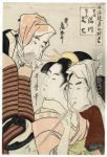 Keisei Kiyokawa, Karigane Bunshichi, Kaminari Shokuro Oil Painting - Kitagawa Utamaro
