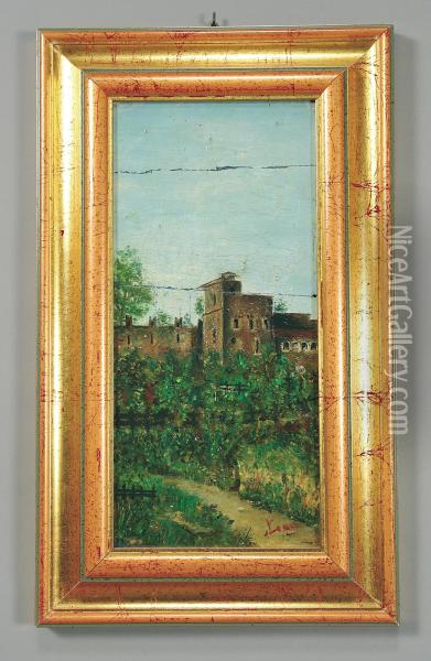 Castello Con Merli Oil Painting - Silvestro Lega