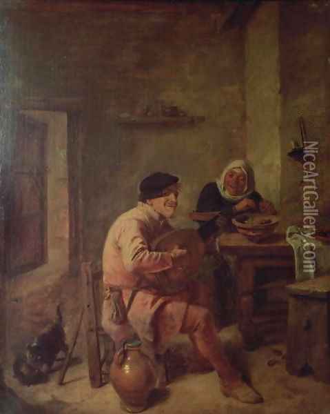 An Interior with Figures Oil Painting - Adriaen Brouwer