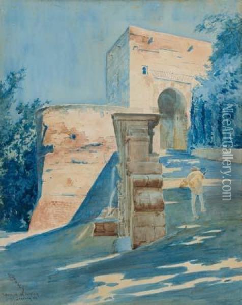 Puerta De La Justicia, Granada Oil Painting - Frank Myers Boggs