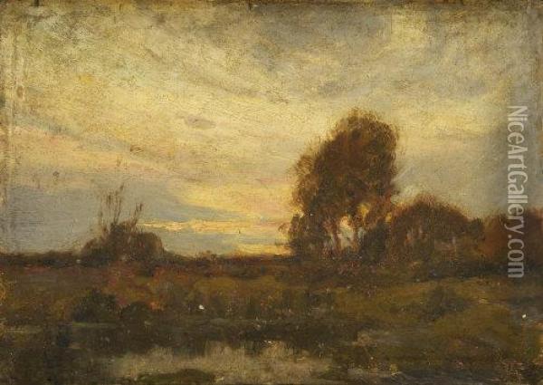 Landscape With Pond Oil Painting - John Noble Barlow
