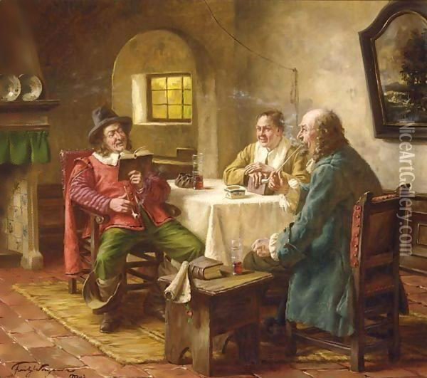An Interesting Story 3 Oil Painting - Fritz Wagner