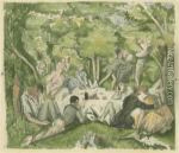 Le Dejeuner Sur L'herbe Oil Painting - Paul Cezanne