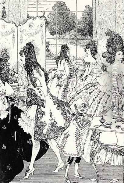 Illustration for 'The Rape of the Lock' Oil Painting - Aubrey Vincent Beardsley