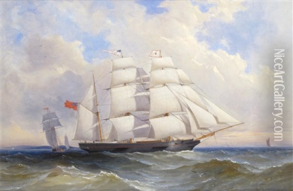 The Barque Cambrian Under Full Sail Oil Painting - Charles Gregory