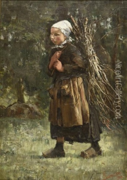 Jeune Fille Au Fagot De Bois Oil Painting - Edward Duncan