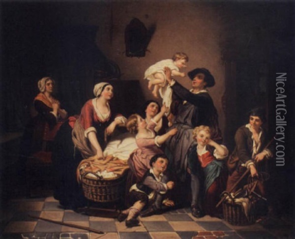 Father Arriving Home Oil Painting - Rudolf Epp