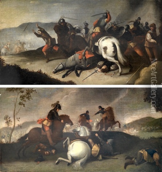 Batallas (pair) Oil Painting - Esteban March