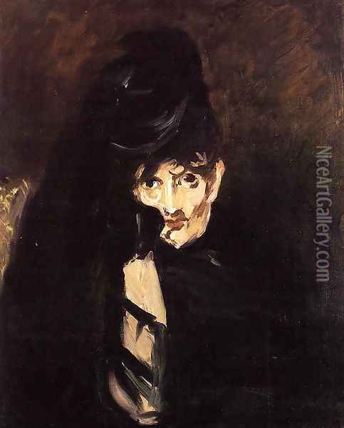 Portrait of Berthe Morisot with Hat, in Mourning Oil Painting - Edouard Manet
