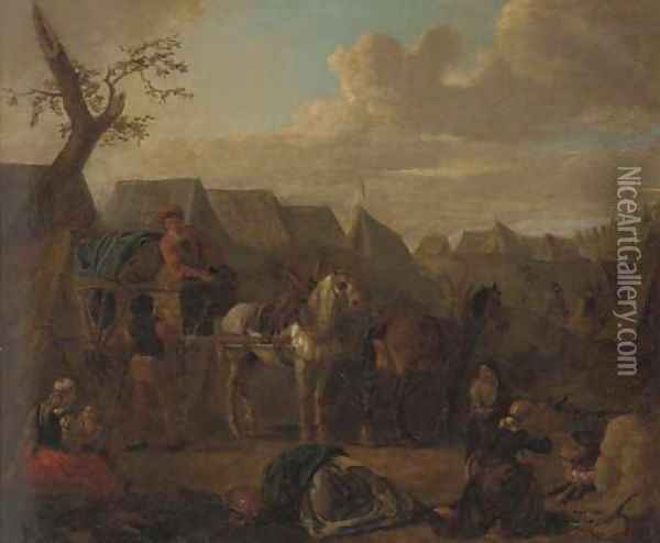 A military encampment Oil Painting - Pieter van Bloemen
