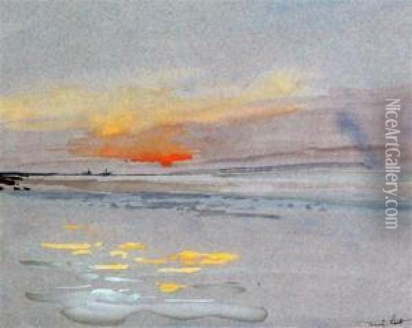 Coastal Landscape At Sunset Oil Painting - Frank Short
