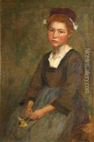Breton Girl Oil Painting - Aloysius C. O'Kelly