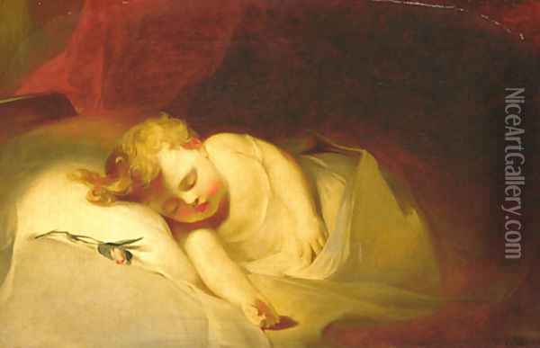 Child Asleep (The Rosebud) Oil Painting - Thomas Sully